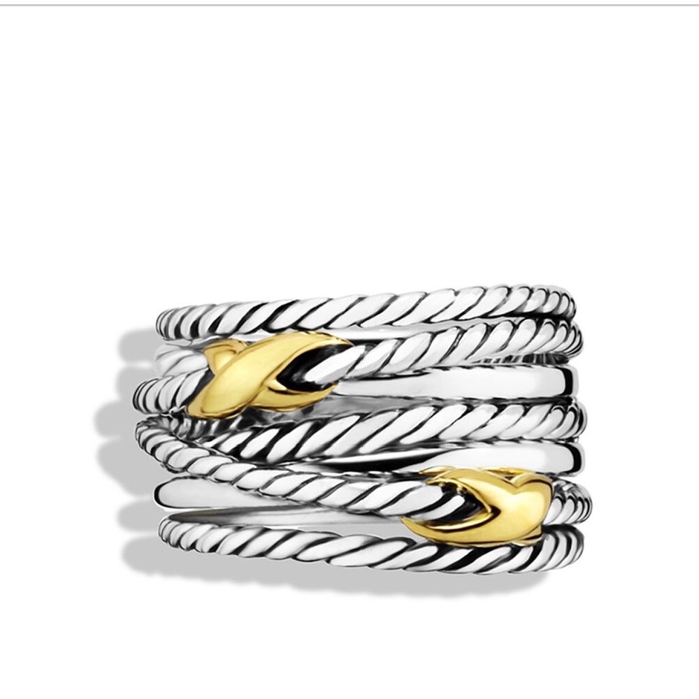 DAVID YURMAN DOUBLE X CROSSOVER RING WITH GOLD